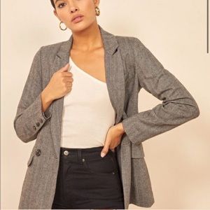 Reformation Newcastle Blazer, Black Herringbone size XS